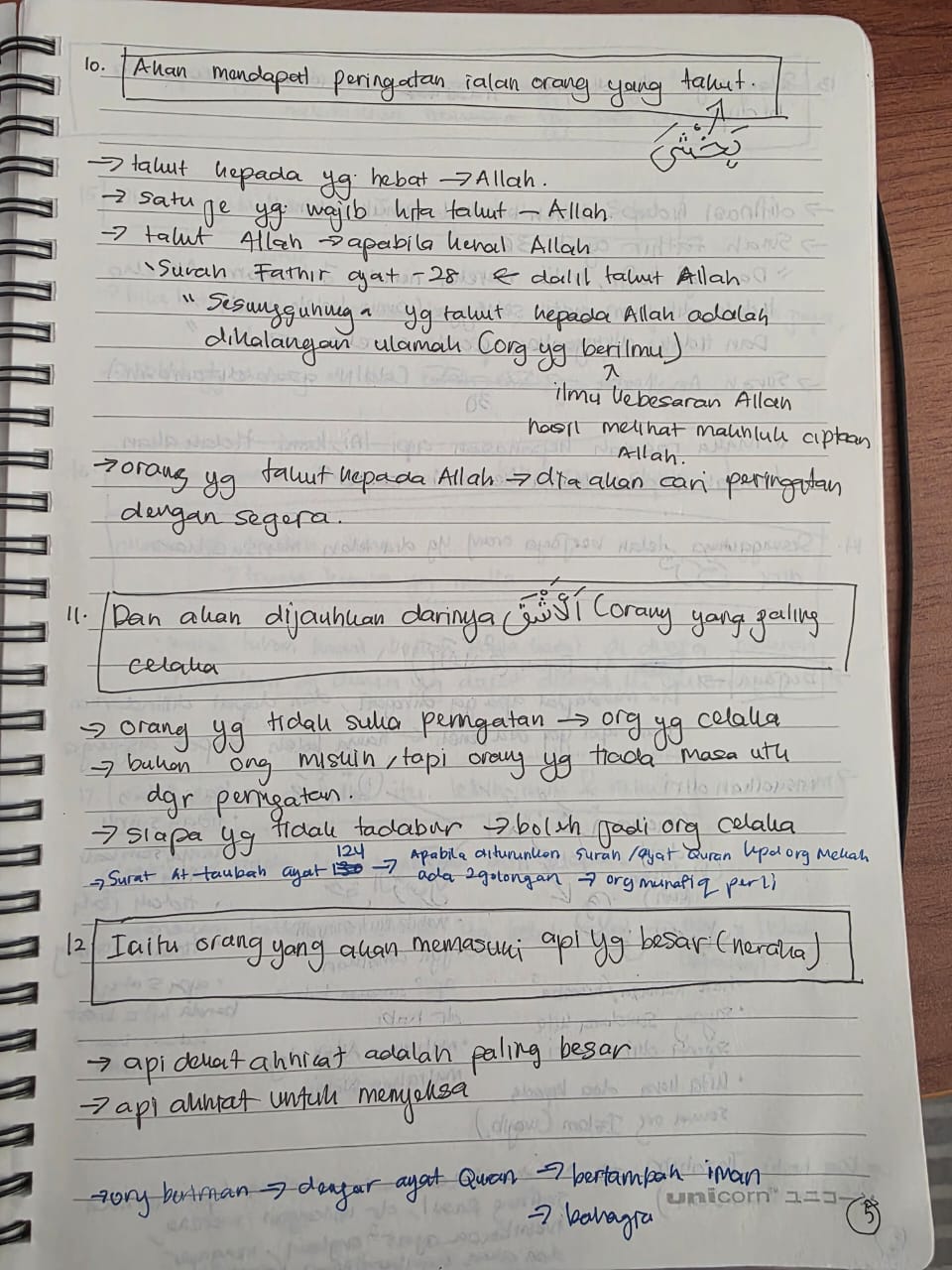 Original notebook notes for Al-A‘la Ayat 10
