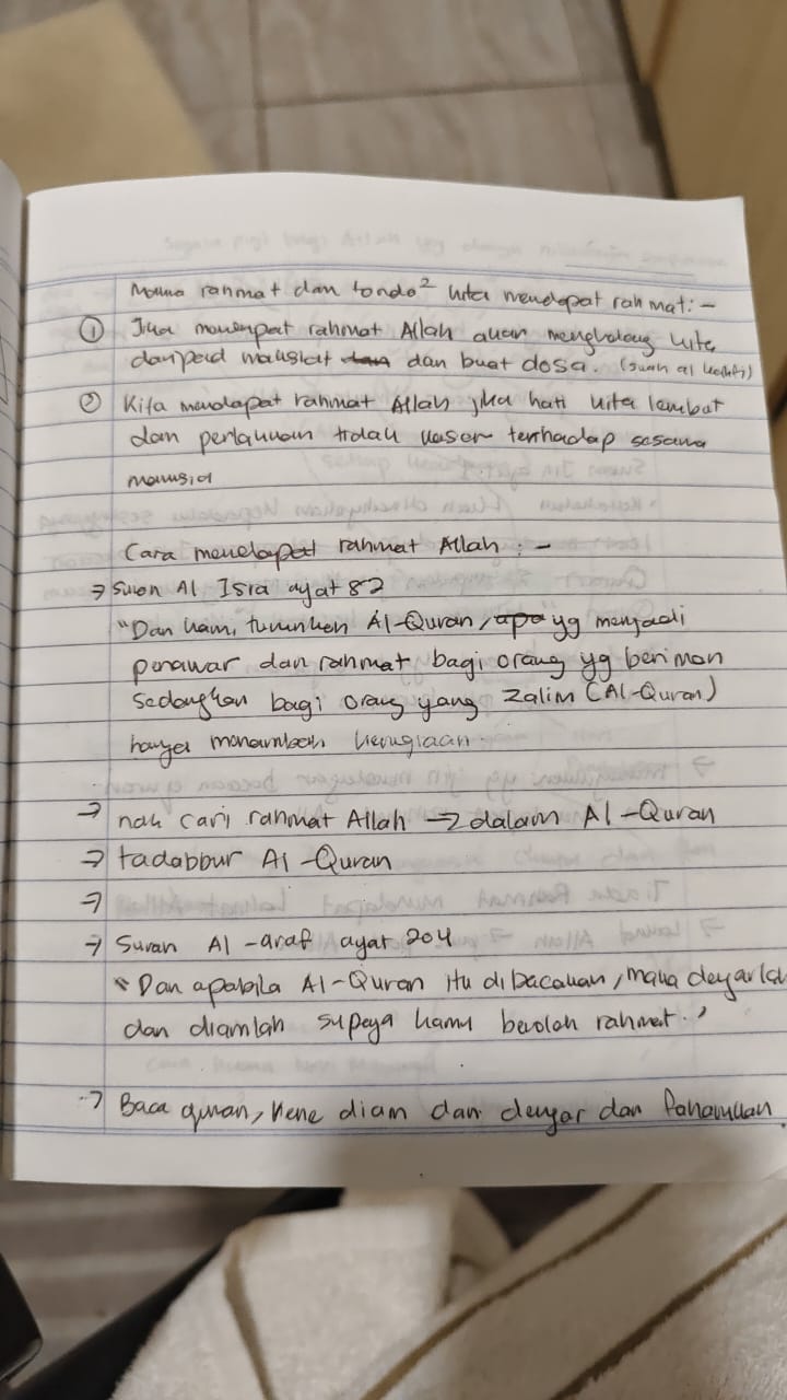 Original notebook notes for Al-Fatihah Ayat 3, page 3