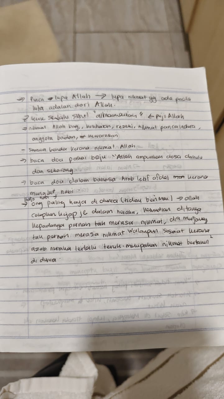 Original notebook notes for Al-Fatihah Ayat 2, page 3