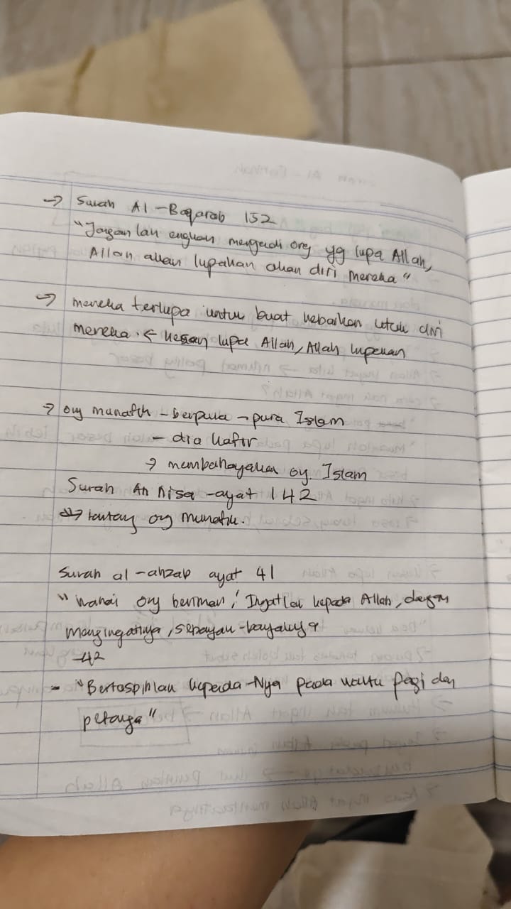Original notebook notes for Al-Fatihah Ayat 2, page 2