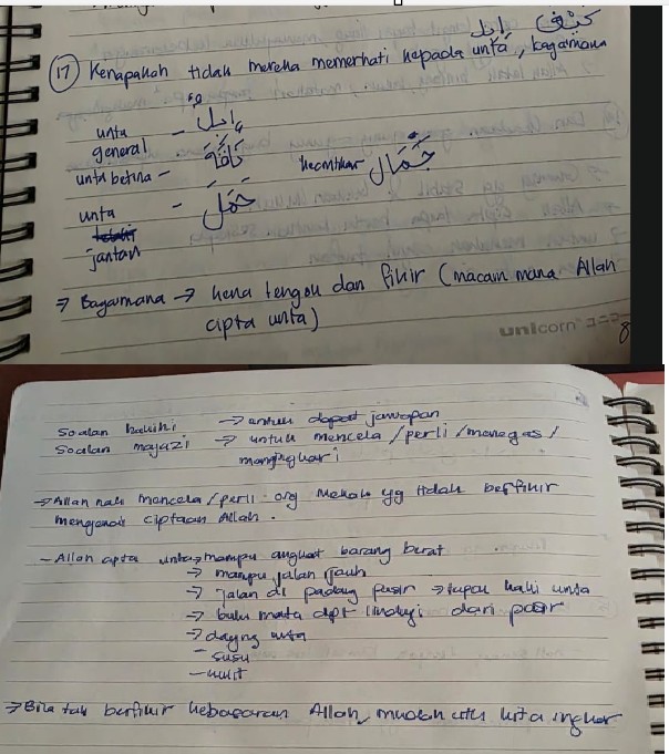 Original notebook notes for Al-Ghashiyah Ayat 17
