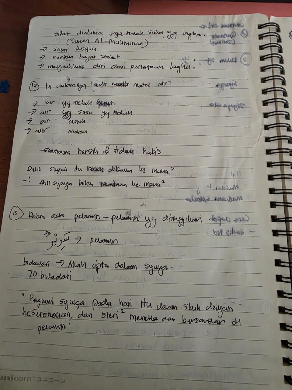 Original notebook notes for Al-Ghashiyah Ayat 13
