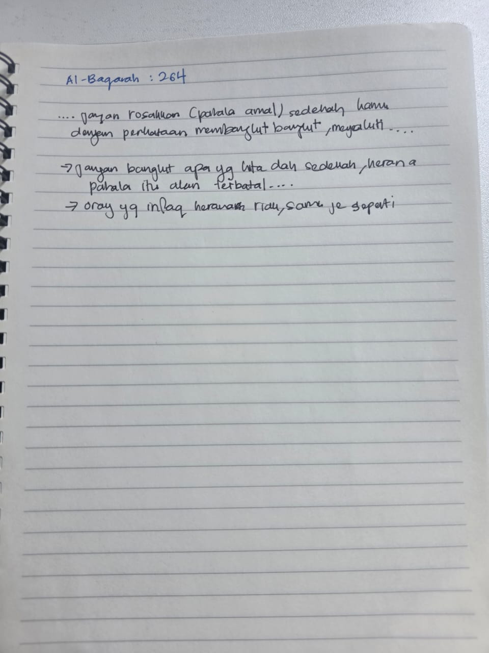Original notebook notes for Al-Lail Ayat 21, page 2