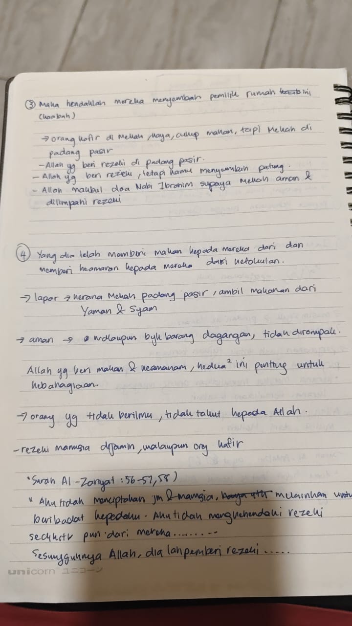 Original notebook notes for Quraysh Ayat 4